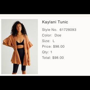 Free People Kaylani Tunic, color Doe, size large, gently used.